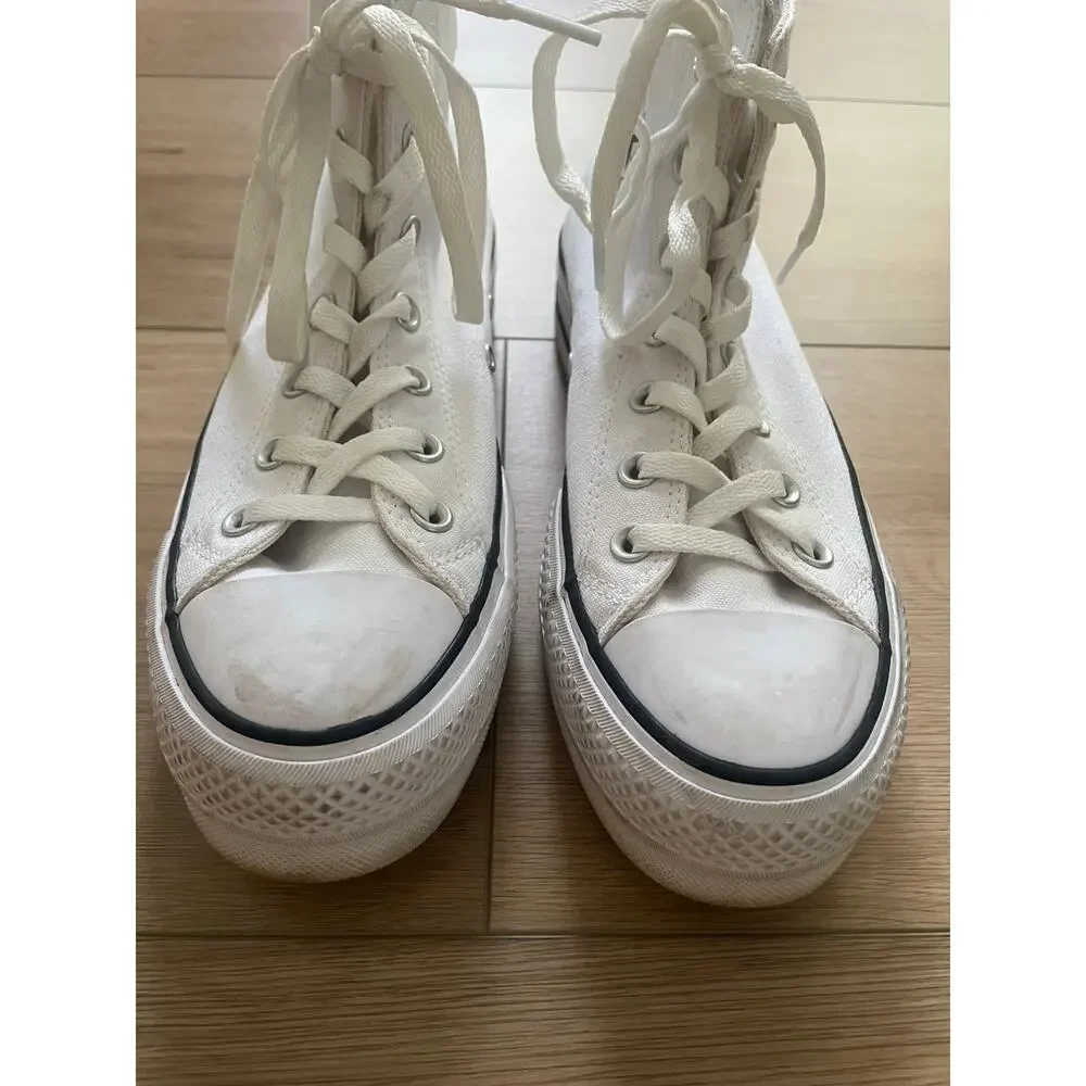Converse High Top Platform White Women 7.5 #0272